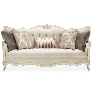Arredo classico americano rivestimento <span class=keywords><strong>in</strong></span> tessuto <span class=keywords><strong>massello</strong></span> <span class=keywords><strong>legno</strong></span> francese divano 3 posti - Product Image 5