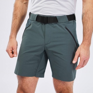 Shorts de randonnée pour hommes en velours côtelé, décontractés, extensibles, à séchage rapide, performants, avec poches et ceinture, gris foncé et vert - Product Image 6