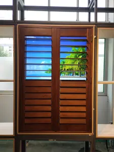Stability Indoor Basswood Blinds Louver Plantation Shutters Wooden Shutters Horizontal IVY Traditional Wood Windows Shutters