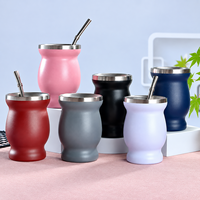 Tasse à Yerba Maté en Acier Inoxydable à Double Paroi de 8 oz avec Logo Personnalisé, Forme Gourde Argentinienne, Grande Tasse à Thé avec Paille Bombilla