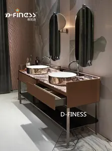 36 inç lüks tasarım s. S bacak zemin ayakta banyo Vanity altın lavabo banyo işık Vanity