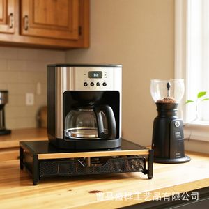 Coffee Pod Storage Rack With Drawer Stainless Steel Wooden <b>Shelf</b> For Coffee Machine <b>Desktop</b> Organizer - Product Image 2