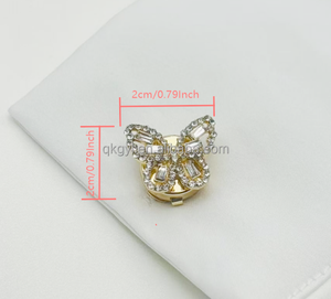 Bán Buôn Màu Sắc Duy Nhất Pha Lê Lấp Lánh Bướm Hình Khuy Măng Sét Dễ Dàng Mặc Quần Áo Long Lanh Nút Bộ Cho Sinh Nhật - Product Image 6