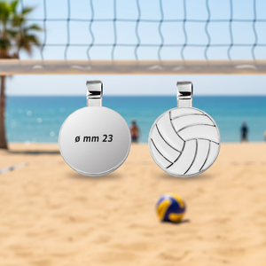 Colgante Redondo de Voleibol Plateado de 23 mm, Amuleto Deportivo para la Creación de Joyas - Product Image 3