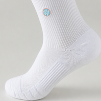 Chaussettes de badminton blanches mi-mollet, tricot côtelé, respirantes, antidérapantes, pour hommes et femmes, avec revers imprimé automne