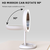 Miroir de maquillage rond simple avec fonction grossissante, double face et grande taille, parfait pour la chambre ou la maison