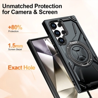 Coque de téléphone compatible avec Samsung Galaxy S26 Ultra, nouveau style mécanique, protection intégrale, antichute, support magnétique rotatif S25/24/A56
