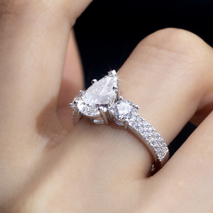 MSR-1378 14K White Gold 1.9CT Pear Cut IGI Lab Grown <b>Diamond</b> <b>Ring</b> Wedding Engagement <b>Ring</b> - Product Image 4
