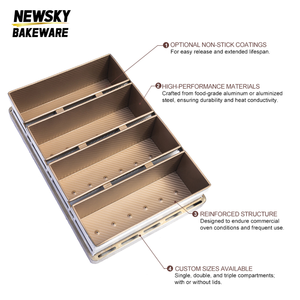 Thương Mại 4 Rãnh Bánh Mì Nướng Pan Khay 4-Dây Đeo Hợp Kim Nhôm Loaf Pan Hình Chữ Nhật Bánh Mì Nướng Hộp - Product Image 2