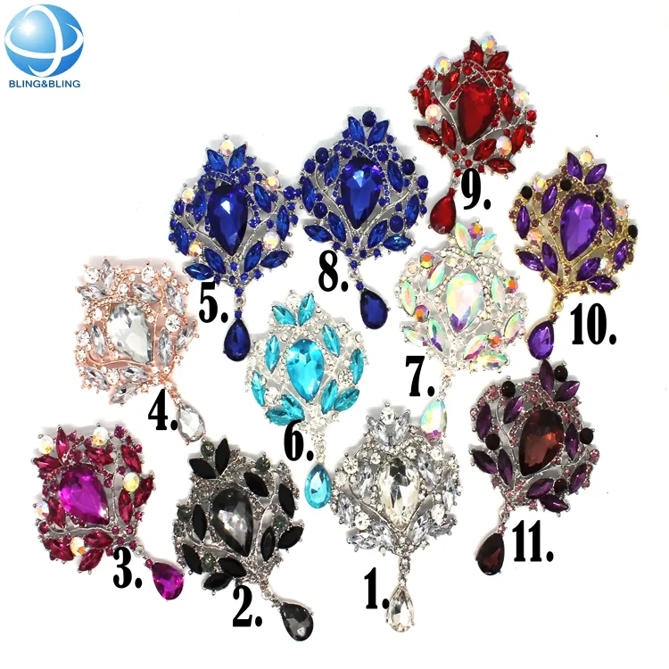 Zink legierung Diamante Strass Große klare Kristall Luxus Brosche Pins für Frauen Hochzeits feier