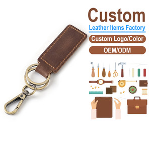 Llavero Retro de Cuero Crazy Horse, Anillo para Llaves de Cuero Vacuno Genuino de Primera Calidad con Gancho Metálico, Duradero, Personalizado y Grabado - Product Image 1