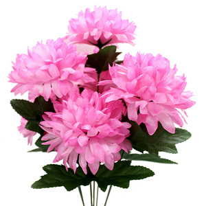Ramo de flores funerarias de seda, 7 cabezas, de crisantemo Artificial para Graves, barato - Product Image 5