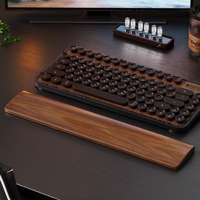 Solid Ebony Wood Keyboard Wrist Rest No Glue Ergonomic Wooden Wrist Pad for Mechanical Keyboard