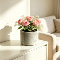 Pot de fleurs cylindrique moderne en ciment gris pour l'intérieur et l'extérieur, décoration de jardin, conteneur pour plantes succulentes et hortensias
