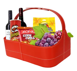 Panier-cadeau personnalisé en cuir végétalien de grande taille pour le stockage du vin rouge, capacité de 6 L, designs personnalisés pour les hôtels, les restaurants, personnalisé - Product Image 1