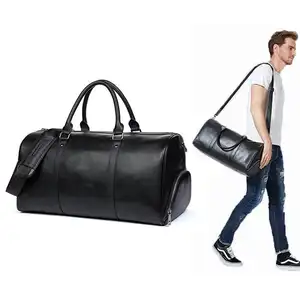 V258 bolsa de viagem casual preta e impermeável, bolsa de viagem estilo duffel de cilindro com compartimento para sapatos