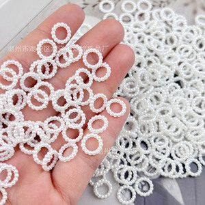 Círculo de perlas blancas de 10 mm, acrílico, para manualidades, decoración de fundas de teléfono, arte de uñas y horquillas para el cabello. - Product Image 1