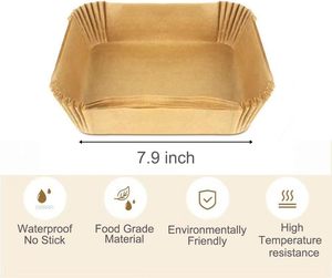 Papiers de cuisson professionnels jetables sans BPA pour friteuse à air, carrés 8 pouces, 50, 100 ou 125 pièces - Product Image 2