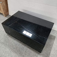 Table basse en marbre italien Nero Marquina, design moderne, petite table combinée, design rectangulaire de luxe, meubles de maison design