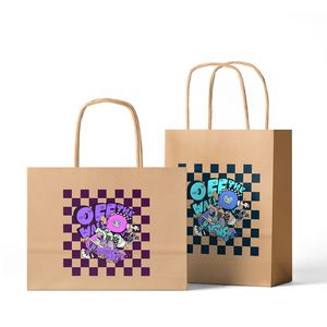 Sacs en papier kraft brun personnalisés de qualité biodégradable ZJPACK avec logo personnalisé, sacs cadeaux avec poignées - Product Image 2