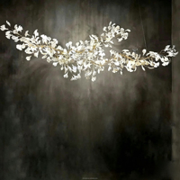 Lustre personnalisé en forme de feuille de Ginkgo, grande taille, en céramique, luminaire suspendu de luxe pour hall d'hôtel, réception, salle