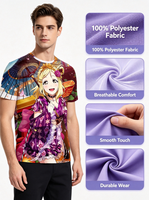 Nouveau T-shirt décontracté pour homme à manches courtes, série Anime Girl, impression 3D
