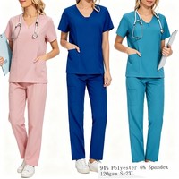 Uniformes unisexes 42025, Ensemble uniforme élastique pour femme, Ensemble uniforme bleu foncé pour femme