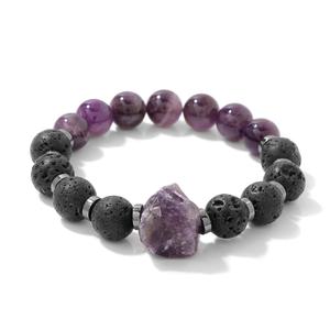 Bracelet en pierres brutes irrégulières avec diffuseur d'aromathérapie en <span class=keywords><strong>pierre</strong></span> <span class=keywords><strong>de</strong></span> <span class=keywords><strong>lave</strong></span>, bijoux en cristal holistique, cadeaux pour elle - Product Image 1