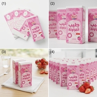 Cartons en briques aseptiques personnalisés pour boissons laitières et boissons aromatisées à la fraise