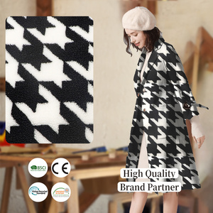 Bán Sỉ Áo Khoác Mùa Đông Vải Lông Cừu <span class=keywords><strong>Sherpa</strong></span> Polar <span class=keywords><strong>Sherpa</strong></span> In Houndstooth 100% Polyester 390gsm - Product Image 4