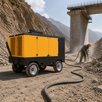 Compresseur d'air à vis diesel portable à deux étages WT220-20/10-22/8, 20-22 m/min, 10-8 bar, 220 CV, 2/4 roues