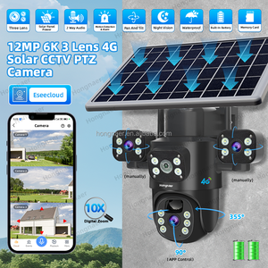 Hongnaer 12MP không dây 4G 3 ống kính năng lượng mặt trời bảng điều khiển điện surveil PTZ máy ảnh eseecloud Ngoài trời 4G Thẻ Sim an ninh năng lượng mặt trời cctv camera - Product Image 2