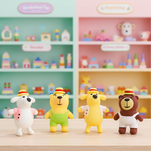 Jouets à presser en forme d'animaux mignons de dessin animé, simulation d'ours et de chien, jouets sensoriels à presser, jouets anti-stress, jouets à presser en TPR pour soulager l'anxiété - Product Image 2