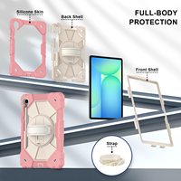 Étui antichoc pour Samsung Tab S10 Lite S10 FE S9 FE S9 11 avec support pour stylet, support rotatif à 360°, sangle de main et bandoulière pour enfants