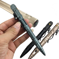 Stylo tactique de survie EDC multifonctionnel en aluminium aéronautique, avec boussole, tournevis, sifflet LED et couteau anti-agression, avec clip de fixation