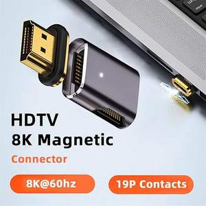 कारखाना नया 8k चुंबकीय कनेक्टर पुरुष से महिला 90 डिग्री दाएं एंगल्ड प्रकार-लैपटॉप के लिए एक एचडीटीवी 2.1 सीधे वीडियो एडेप्टर - Product Image 5