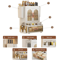 Meuble de cuisine pliable, armoire à épices avec tiroir, organisateur de cuisine pour pots à épices, vaisselle et couteaux