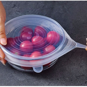 Silicone Food Storage Lid Set 6-Piece <b>Clip</b>-On Sealing Freshness Keeper For Containers Bowls Fruits Vegetables - Product Image 4