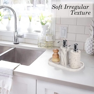 مخصص راتنج أنيق صينية مزخرفة الرخام الأبيض كونترتوب المنظم التجميل حامل البيضاوي مجوهرات طبق الراتنج صينية الغرور صينية - Product Image 5