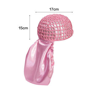 Gorro de <span class=keywords><strong>dormir</strong></span> y ducha elástico ajustable de ganchillo para rizos, estilo europeo y americano - Product Image 2