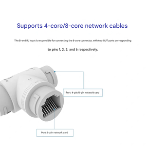 ตัวแยกสายเคเบิลเครือข่าย RJ45 1 ถึง 2 ตัวเชื่อมต่อแบบตัวเมียสำหรับอินเทอร์เน็ตการตรวจสอบบรอดแบนด์ POE - Product Image 3