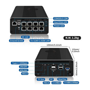 Mini PC CWWK Firewall <span class=keywords><strong>i5</strong></span>-1240P con 8 puertos LAN 2.5GbE i226V, 2 ranuras DDR5, USB 3.2 Tipo-C, ranura TF, compatible con 4 pantallas, OPNsense, Micro Appliance PC - Product Image 5