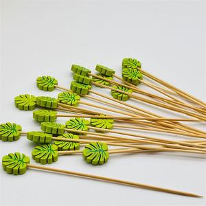 Parasols en <span class=keywords><strong>palmier</strong></span> vert faits à la main, pics à cocktail en bambou, pics à fruits pour les boissons, décoration de fête à la piscine - Product Image 3