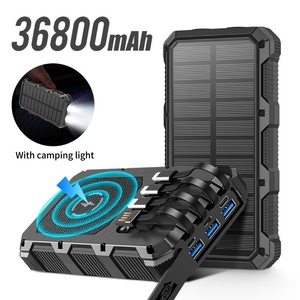 Wireless Charging Power Bank Solar Power Bank 49800mAh Lithium Polymer Battery Built-in Cable <b>5V</b> 3A Fast Charging - Product Image 4