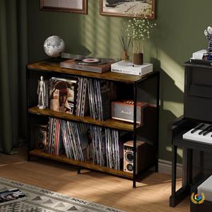 Estante y Soporte para Discos de Vinilo de Doble Cara, Combinación de Hierro y Madera, Diseño de una Pieza, Mesa para <span class=keywords><strong>Tocadiscos</strong></span> con Envío Directo - Product Image 3