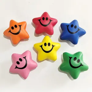 Wholesales Customized Logo PU Five Pointed Star Stress Ball Toys Colorful Sponge Solid Ball For Voiding Machine