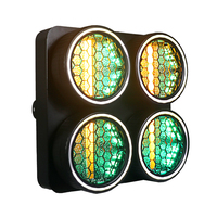 Projecteur LED rétro 4 yeux 250W avec bande RGB COB intérieure et extérieure dorée, lumière auxiliaire activée par le son, éclairage d'effet de scène RDM