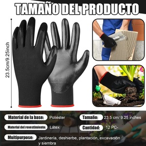 Guantes de nailon, 12 pares de guantes de trabajo de seguridad recubiertos de nitrilo para jardinería y uso al aire libre - Product Image 4