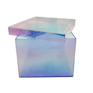 Kotak akrilik warna-warni kustom kotak bunga akrilik pelangi akrilik vas pelangi dekorasi rumah pernikahan geometri bulat kustom