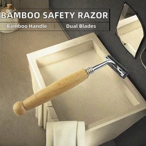 Maquinilla de Afeitar de Seguridad de Doble Hoja con Mango de Bambú Ecológico y Acero Inoxidable, Calidad Premium para Hombres - Product Image 2